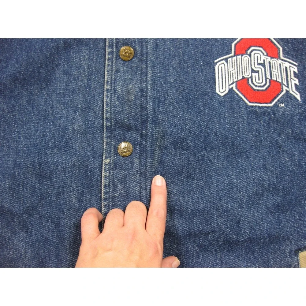 Vintage 90s Lee Sport Varsity Jacket Men's (L) Ohio State Buckeyes Denim